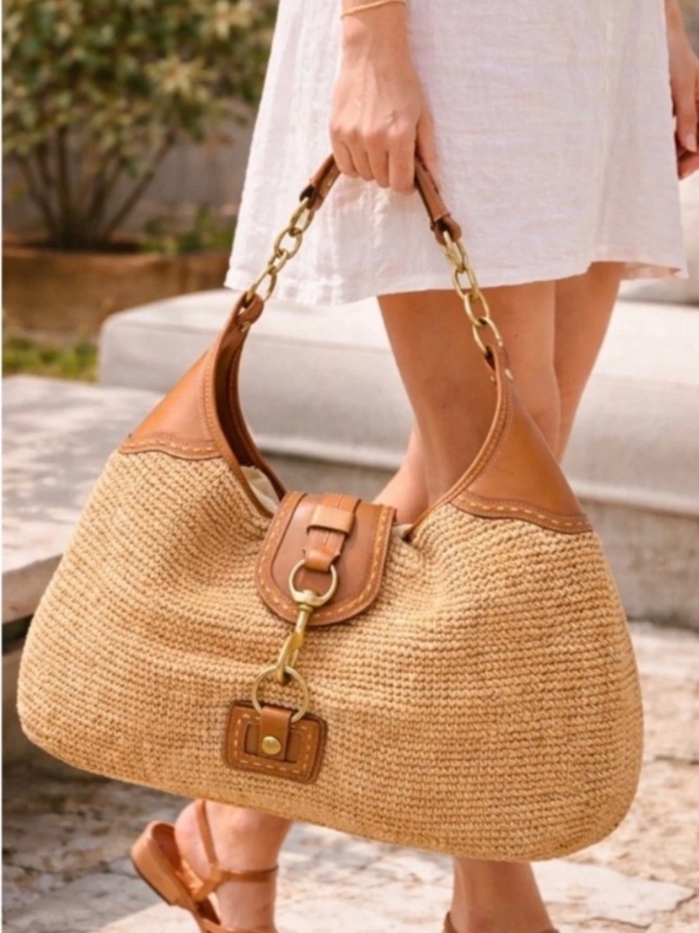 COACH LTD ED BLEECKER MILLIE NATURAL STRAW XL SHOULDER SAC HOBO BAG